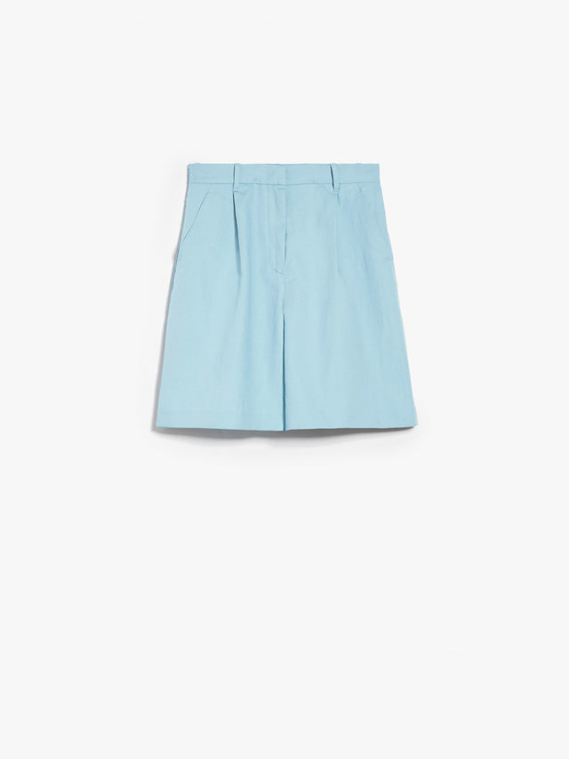 Cotton and linen canvas Bermuda shorts