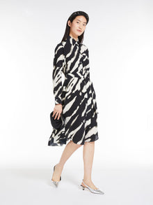 Printed crepe de chine shirt dress