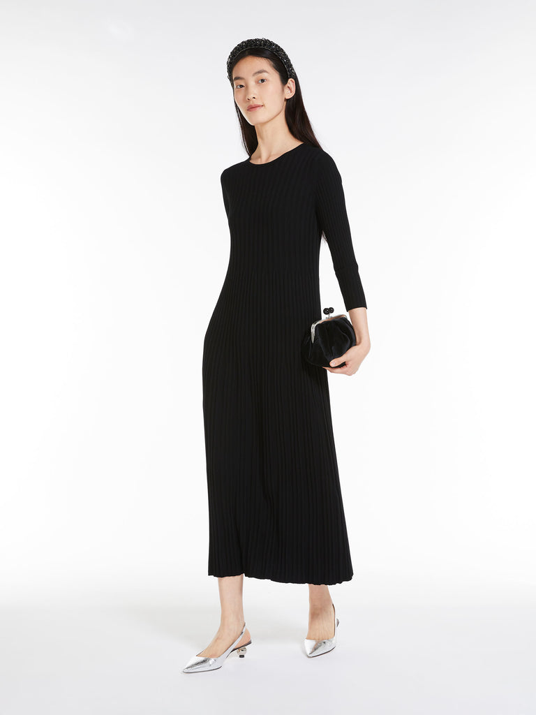 Flared rib-knit dress