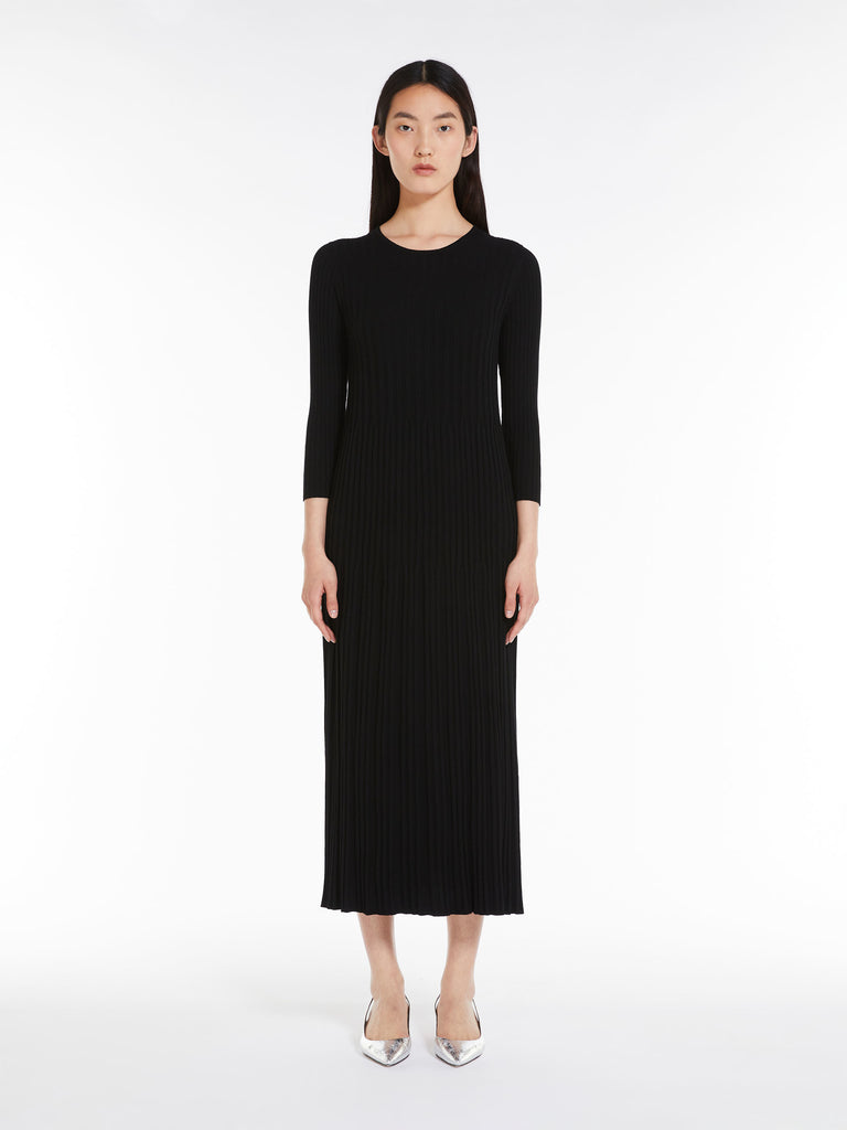 Flared rib-knit dress