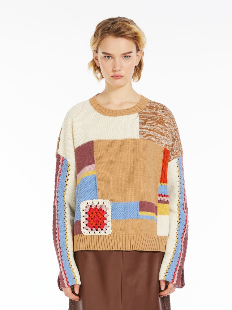 Patchwork cotton sweater