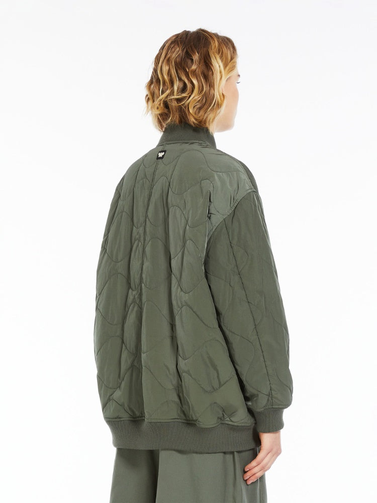 Water-repellent quilted fabric bomber jacket