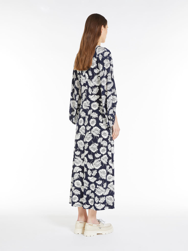 Jersey dress with printed sleeves
