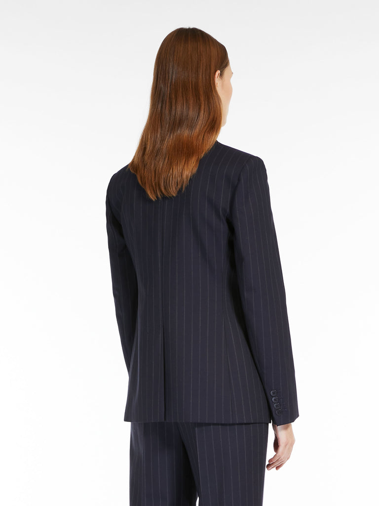 Pinstripe wool-blend blazer