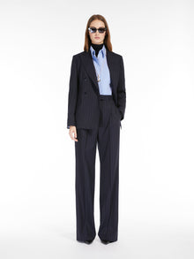 Pinstripe wool-blend blazer