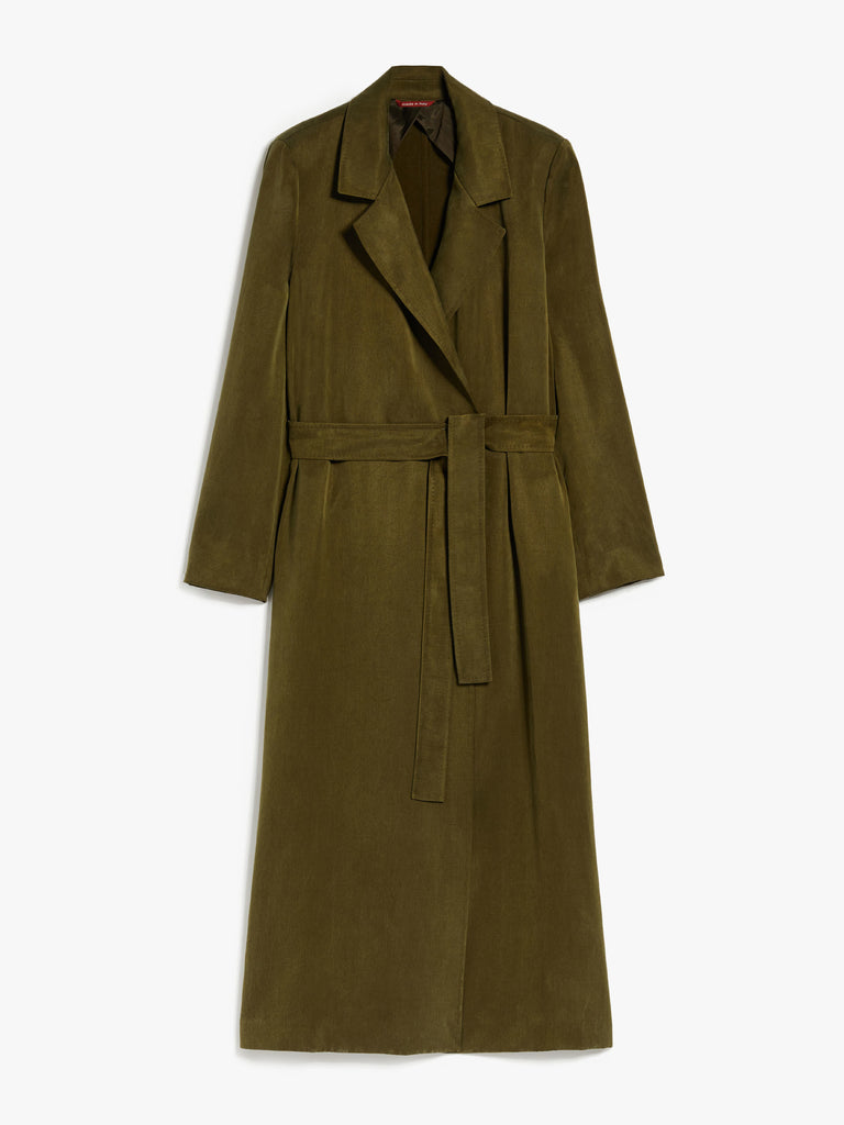 Belted satin duster coat