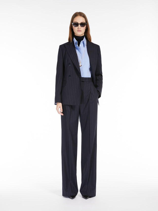 Long pinstripe gabardine trousers