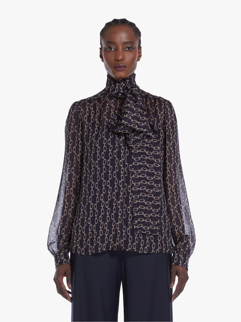 Printed silk foulard shirt