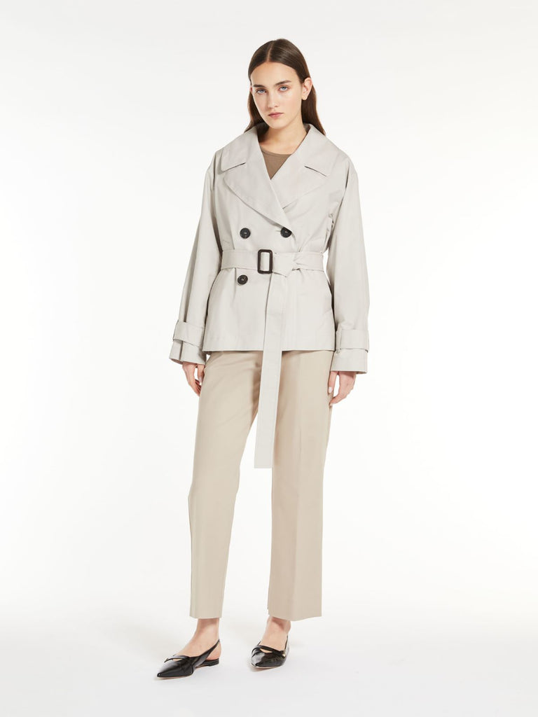 Double-breasted trench coat in water-resistant cotton twill