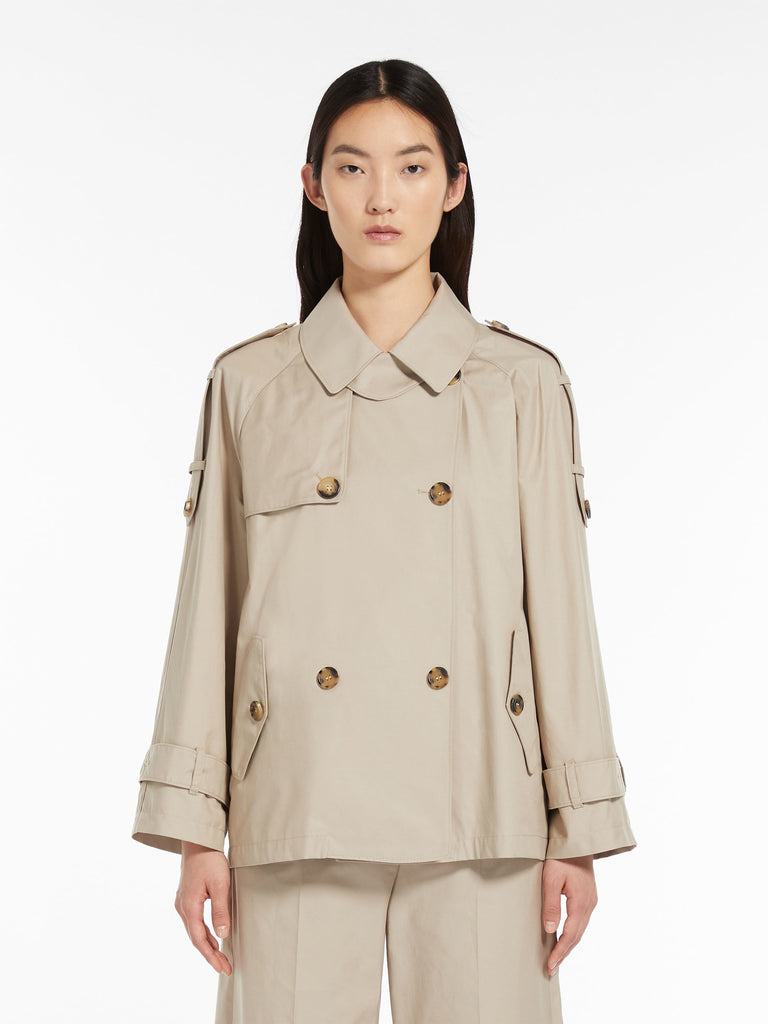 Double-breasted trench coat in water-resistant cotton twill