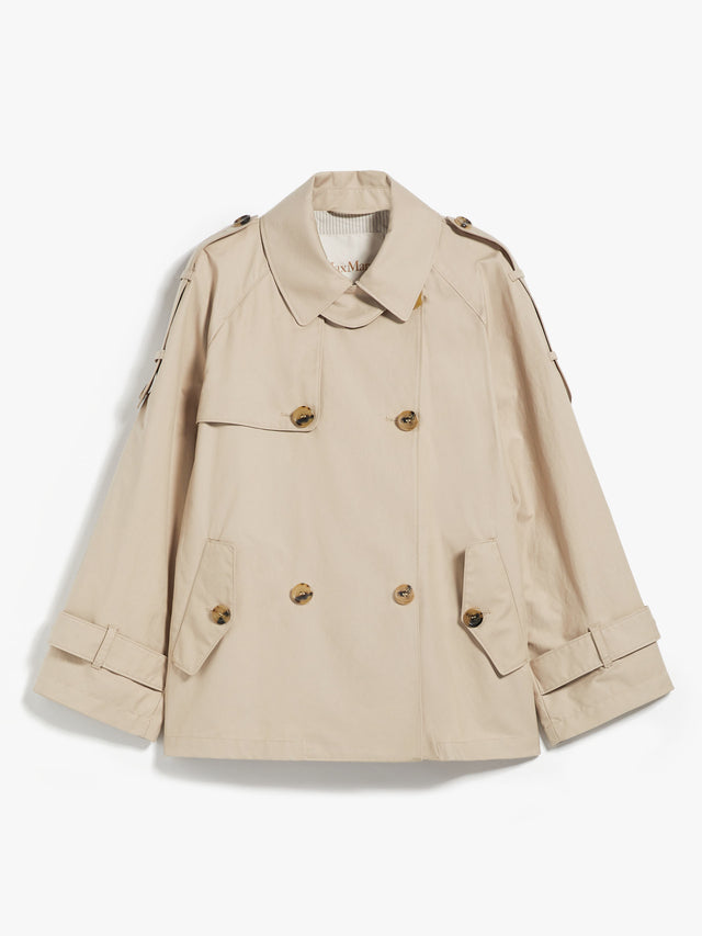 Double-breasted trench coat in water-resistant cotton twill