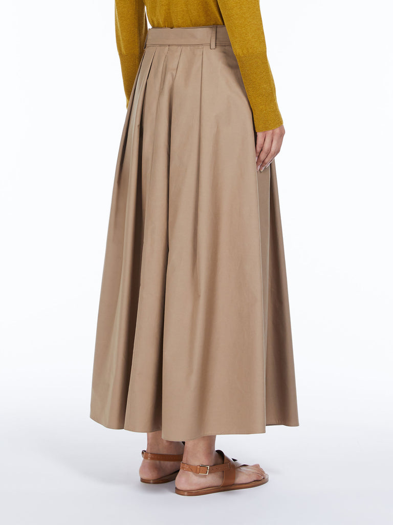 Long water-repellent twill skirt