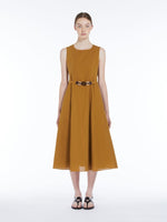 Midi linen dress with seams