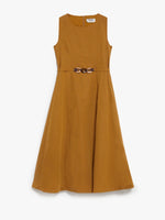 Midi linen dress with seams