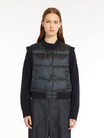 Water-resistant technical canvas cropped gilet