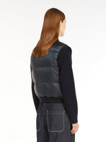 Water-resistant technical canvas cropped gilet