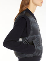 Water-resistant technical canvas cropped gilet