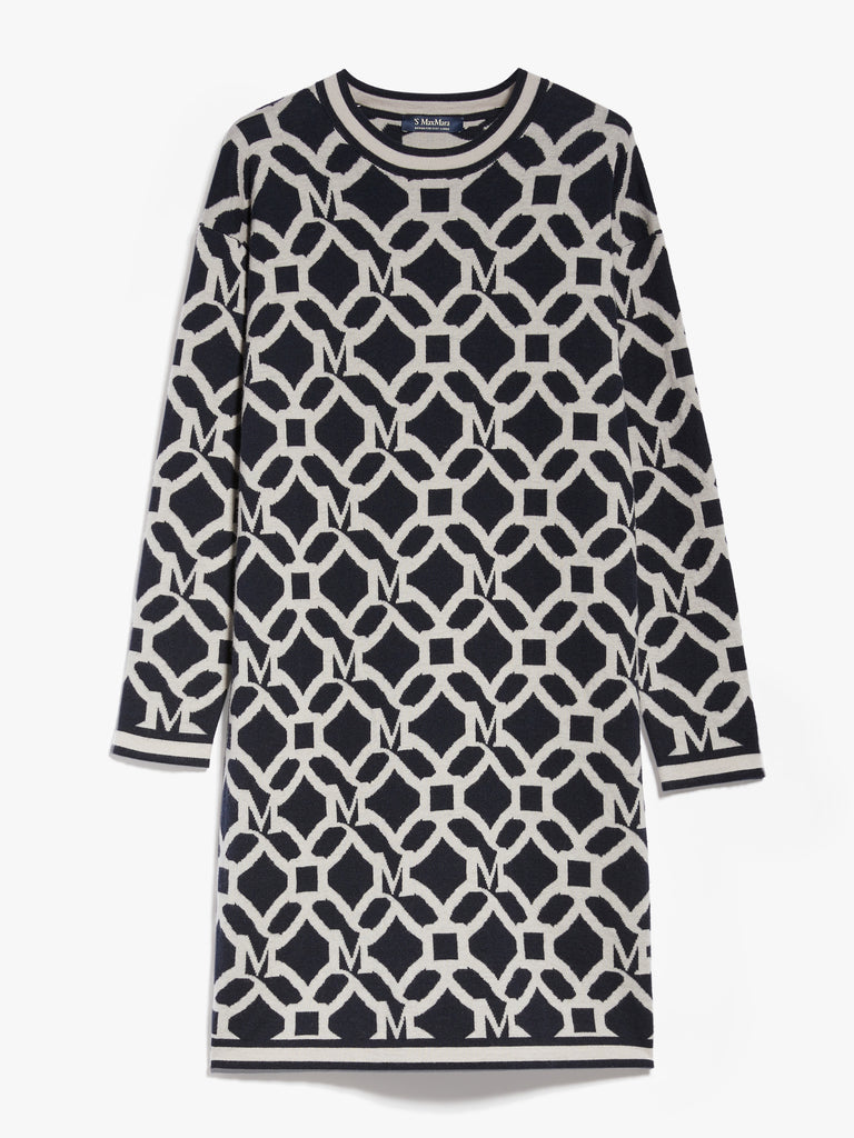 Jacquard-knit wool and cashmere dress