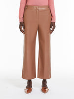 Coated fabric slim trousers